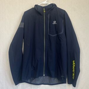 Salomon Advanced Skin Dry Lightweight Jacket Sz L Pertex Shield Hooded Navy Blue